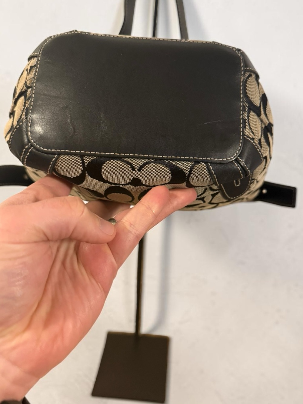 COACH Signature Canvas Hobo Bucket Shoulder Bag Jacquard Leather Y2K 6076 - Picture 6 of 12